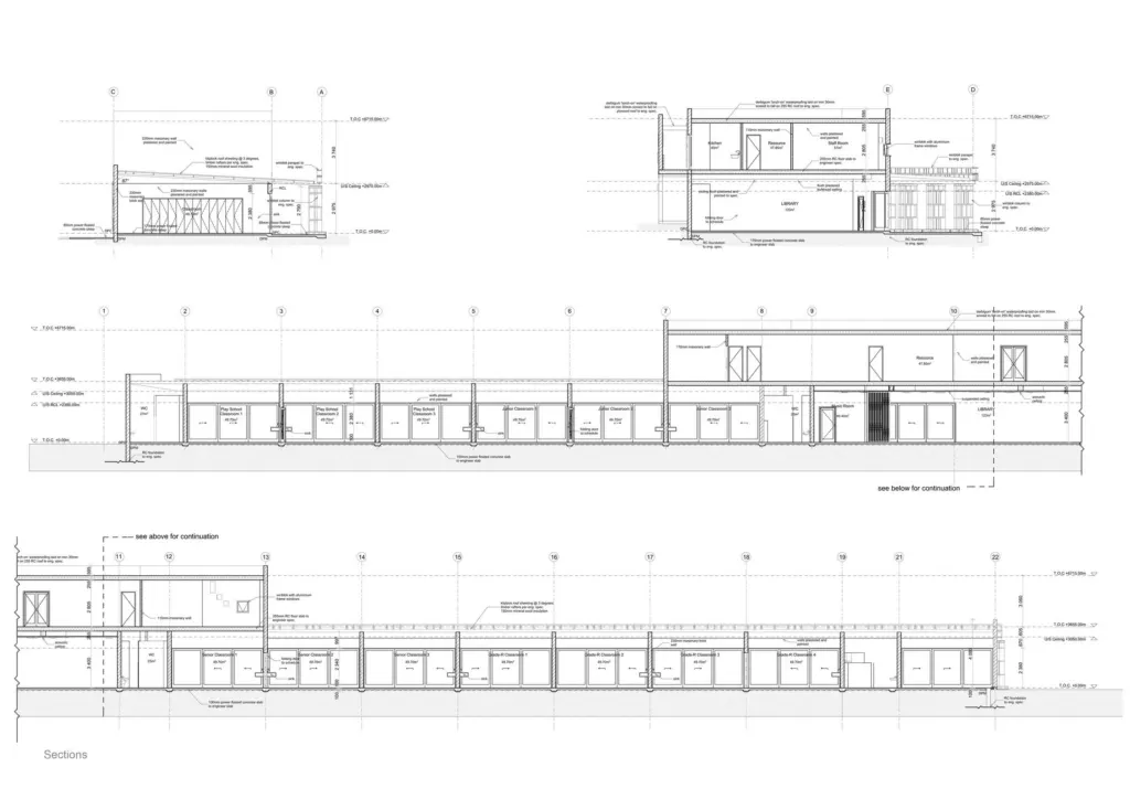 Long sections through King David Pre-Primary School